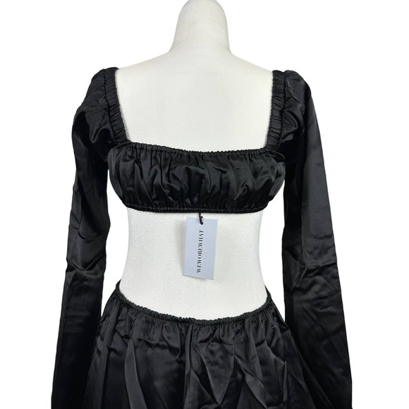WeWoreWhat Cut Out Midi Dress in Black Satin Size M - Picture 6 of 9